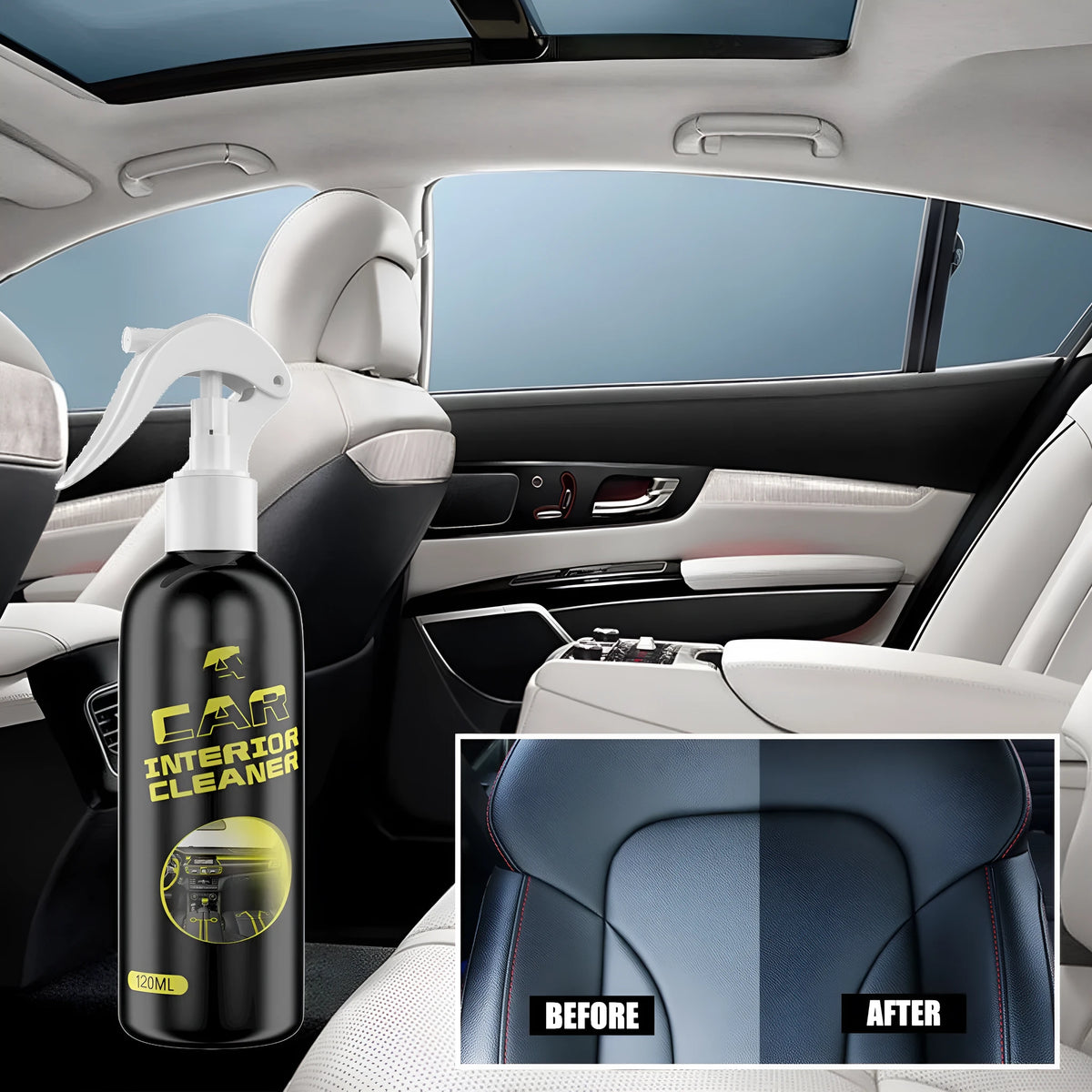 120ml car interior renovation cleaner bottle for leather and plastic surfaces