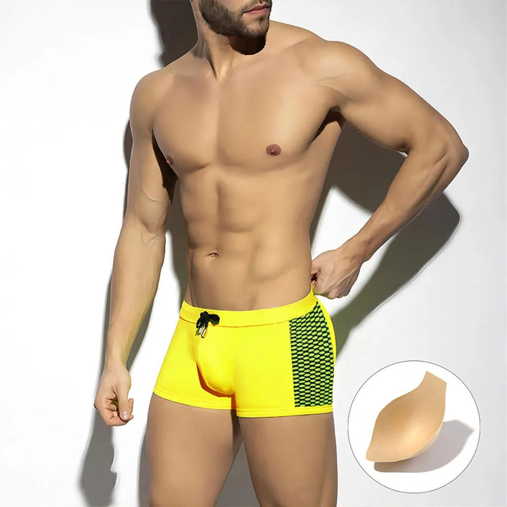 Men's polka dot print swimming boxers in nylon fabric with quick-drying properties