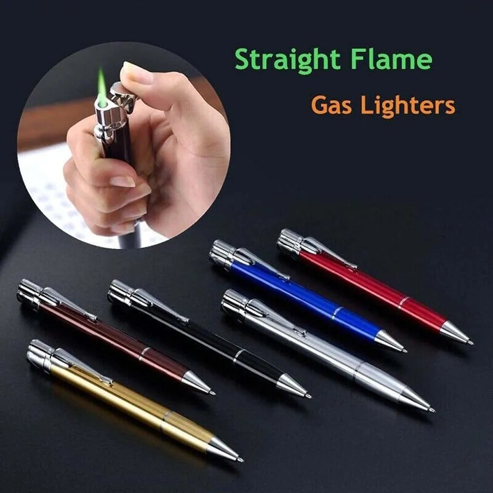 Metal windproof pen jet lighter in six colours with key chain