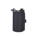 Adjustable black Oxford cloth heat-holding cover stretched over a water bottle