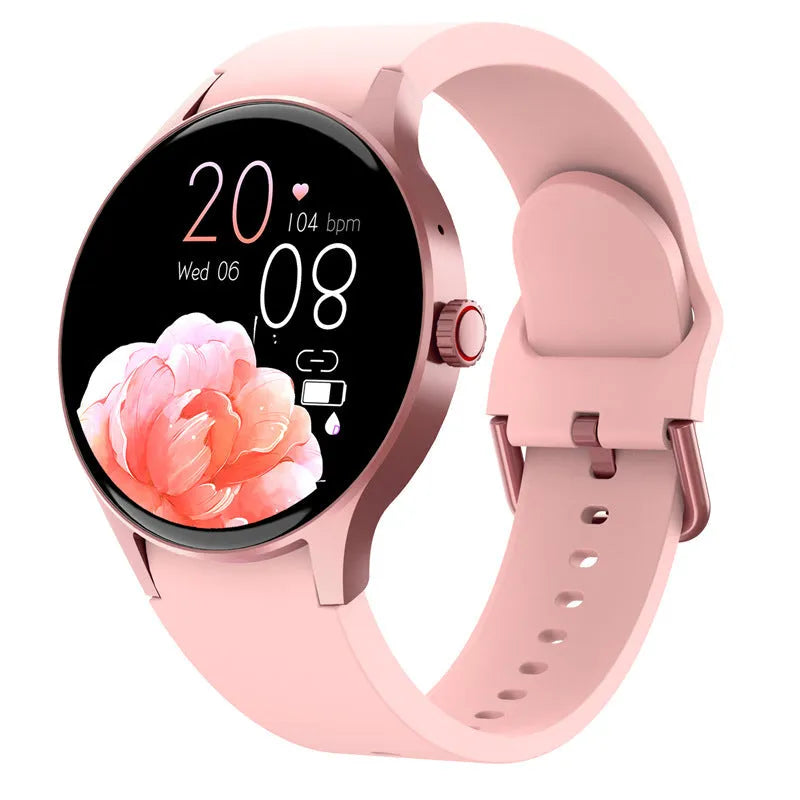 Black smart sport watch with 46mm case and 1.43-inch round touchscreen on wrist