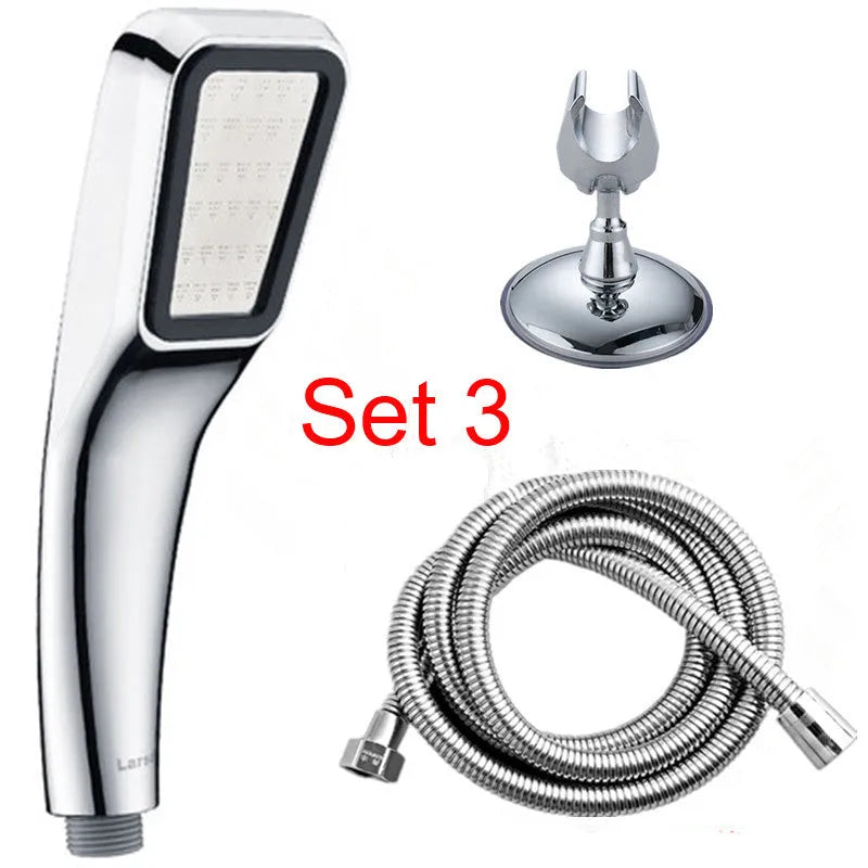 Orange hand-held pressurised shower set with rain function for bathroom installation