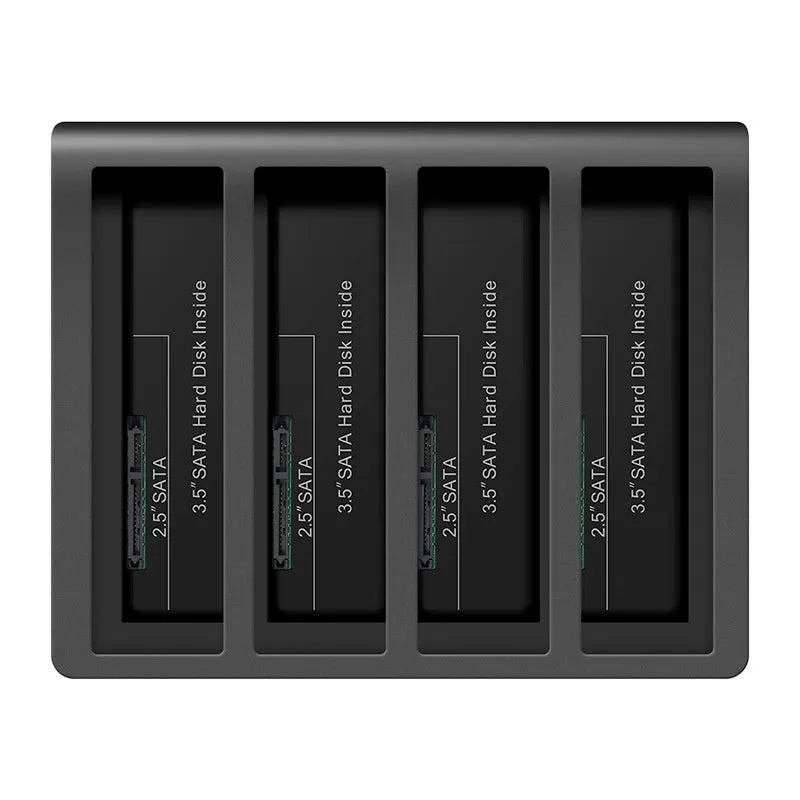 Four-bay external hard drive docking station expansion base for 2.5-inch SATA drives with cables and brackets