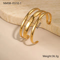 Stainless steel geometric bracelet with simple opening mechanism in gold or steel colour