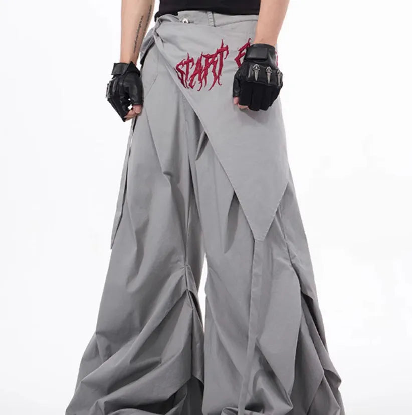 Boys wide-leg summer trousers in refined Korean style with solid black colour and niche accumulation cut
