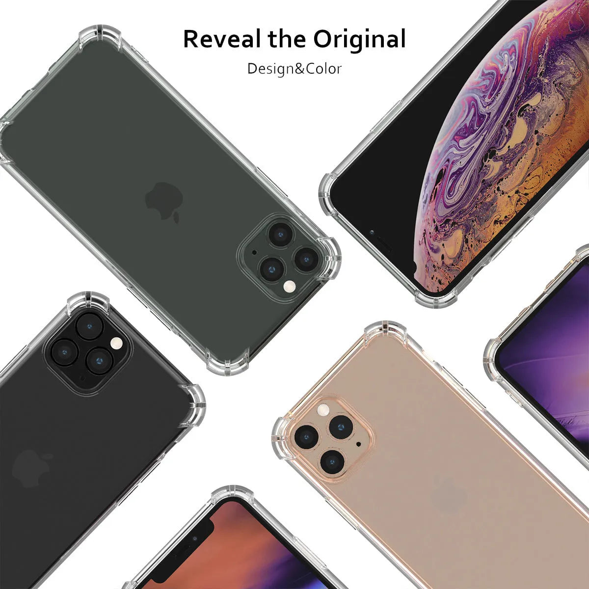 Clear TPU shockproof iPhone case showing transparent back design compatible with iPhone 6 through 13 models