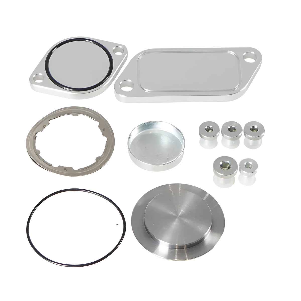 Silver aluminium valve cover for automotive engine cooling and exhaust gas recirculation systems