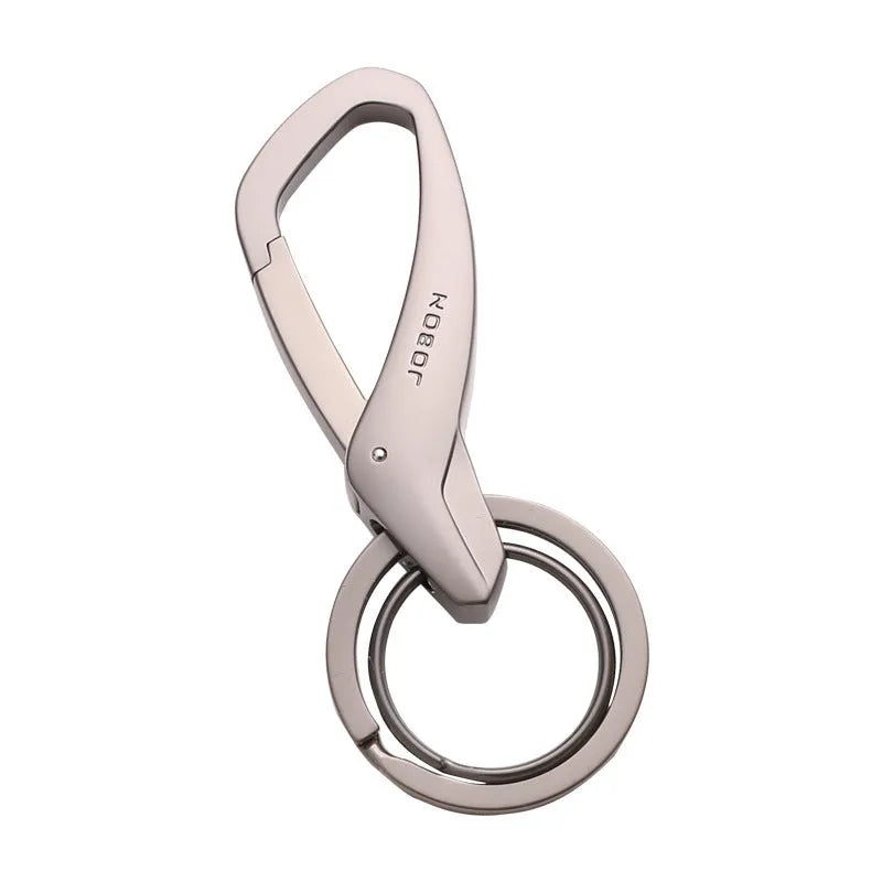 Zinc alloy double ring key chain for car keys in black, chrome, and nickel finishes