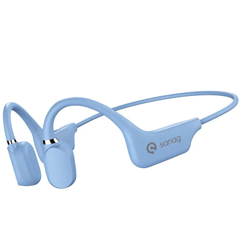Bone conduction Bluetooth sports headset in hanging neck design, shown in one of six available colours.