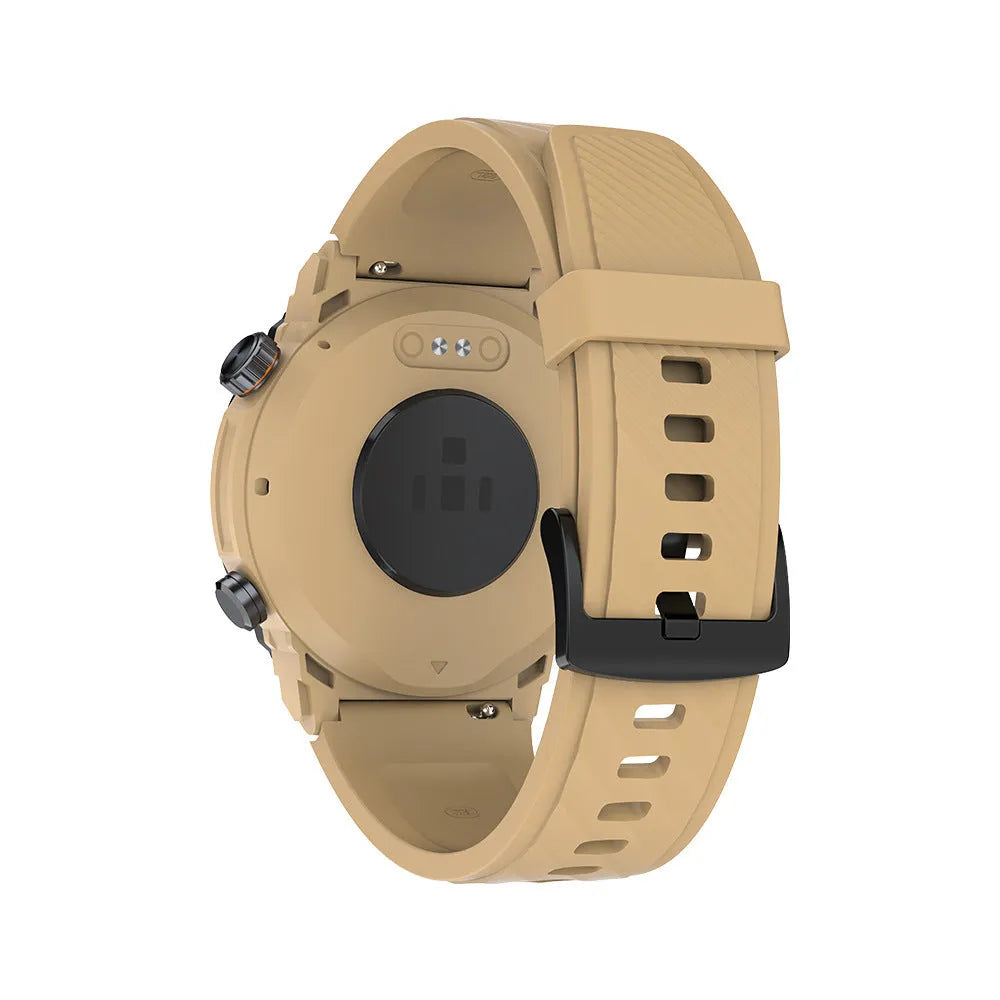 MG02 smart watch in black colour with touch screen displaying health metrics and Bluetooth calling interface