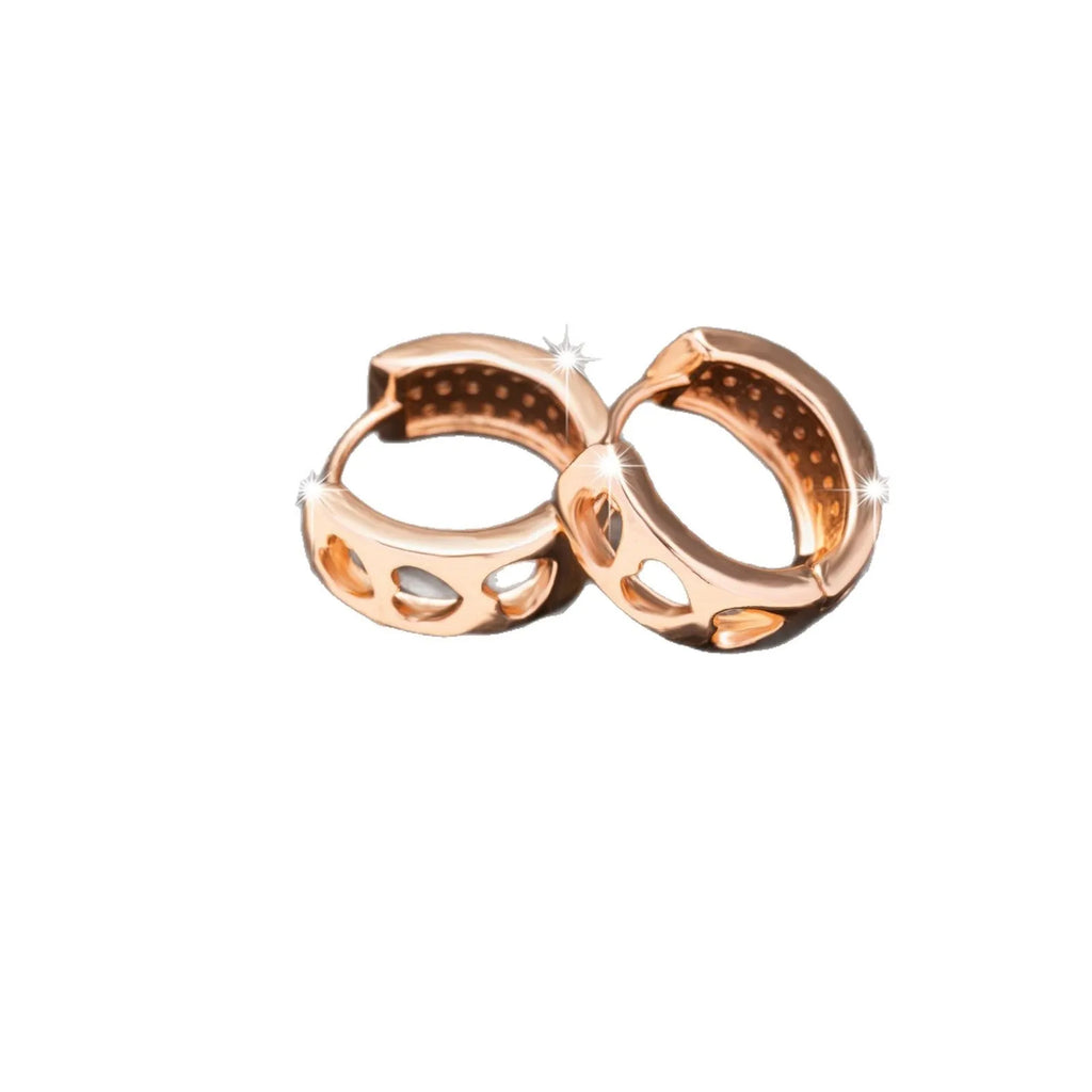 Rose gold hollowed heart earrings with circular outline for women