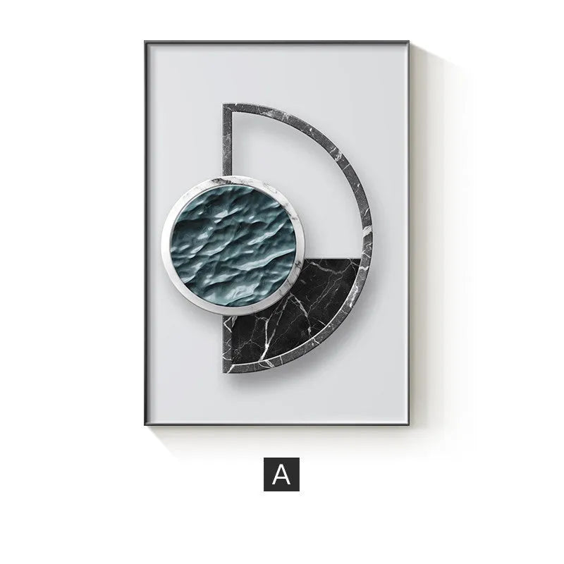 Abstract geometric pattern printed on canvas wall art poster in multiple size options