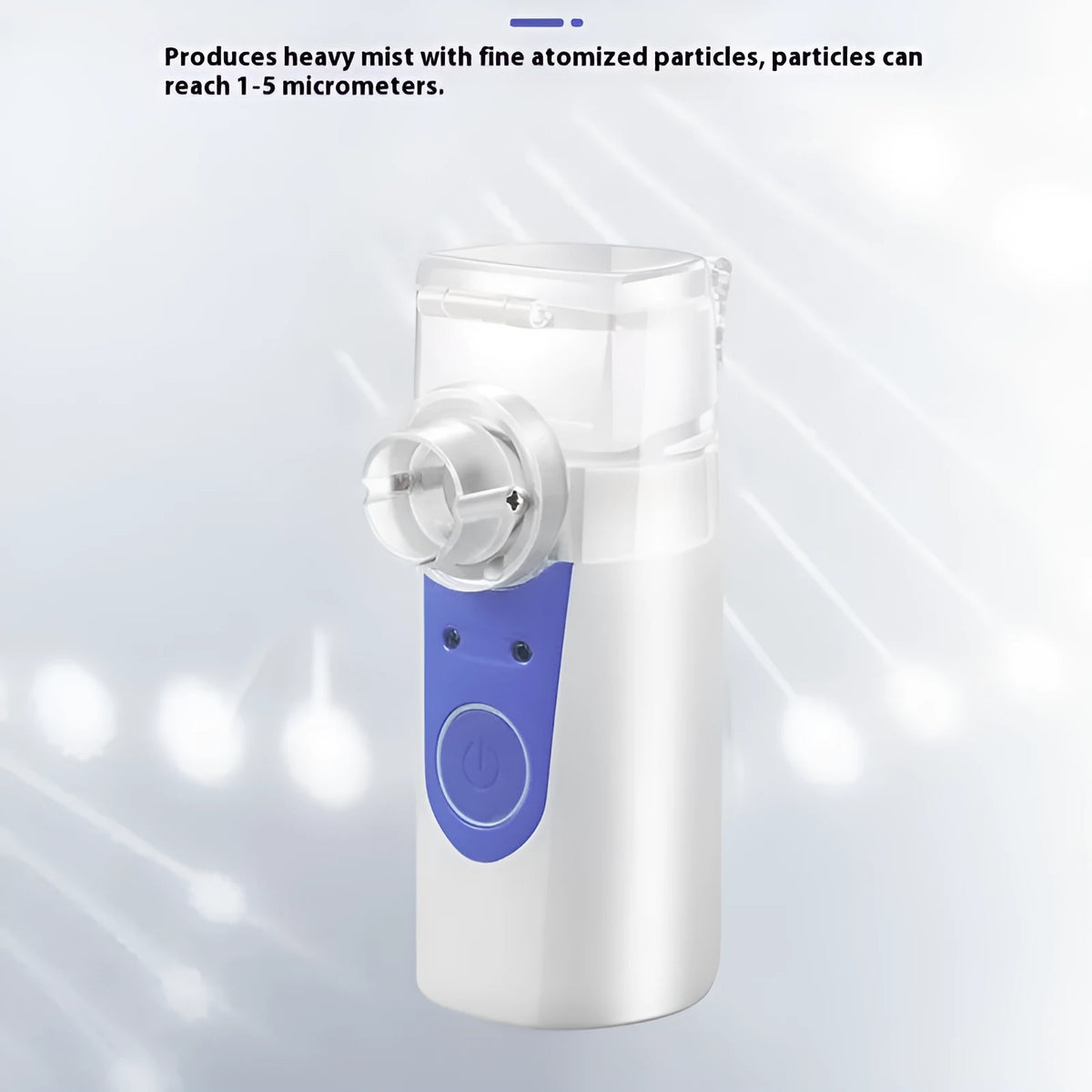 USB-powered handheld nebuliser with columnar plastic design and 0.5L water tank for children's respiratory relief