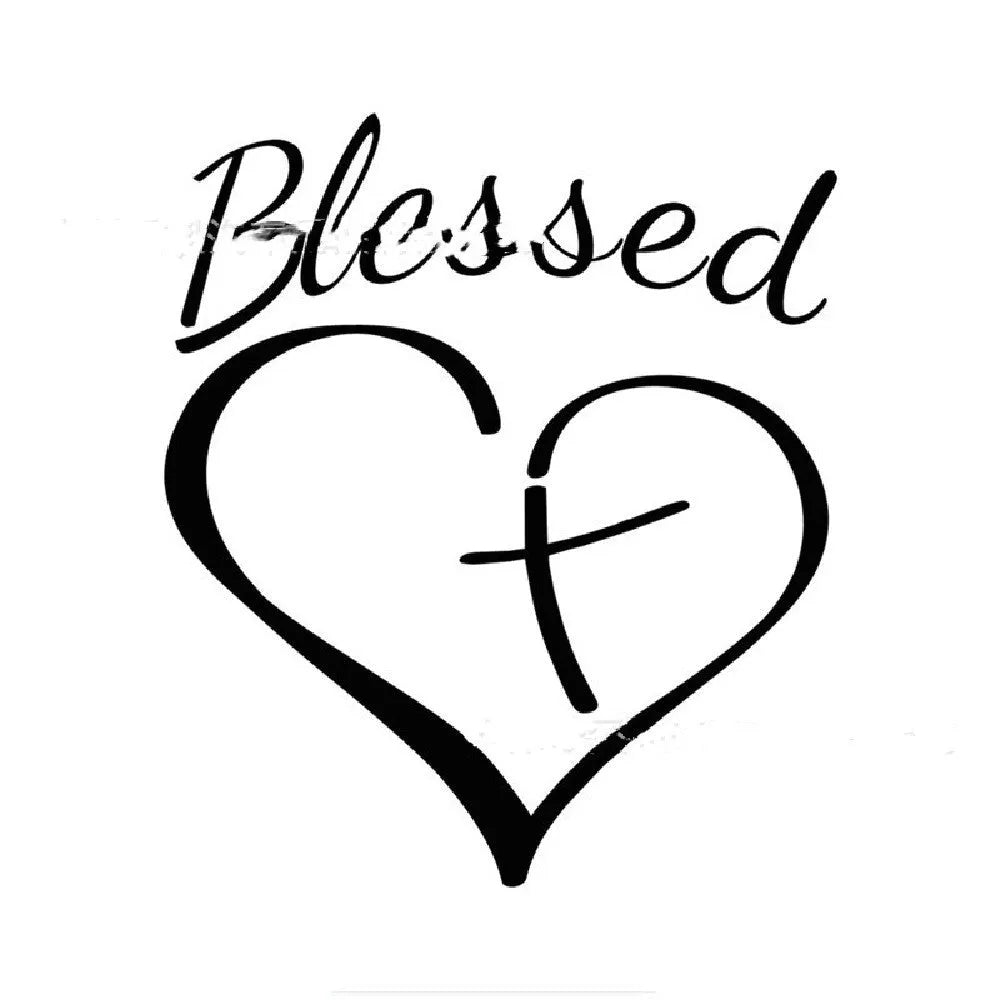 Faith Hope Love letter sticker with heart design in black, white, or red colours
