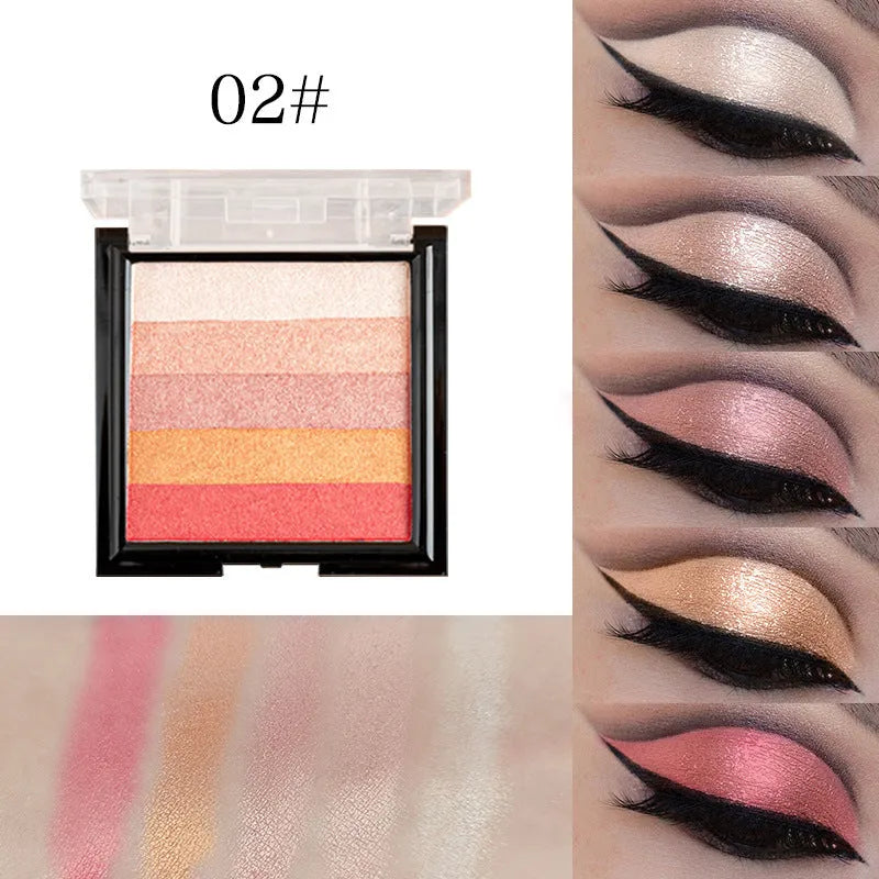 Highlight eye shadow plate with six colour options for natural contouring and brightening effects