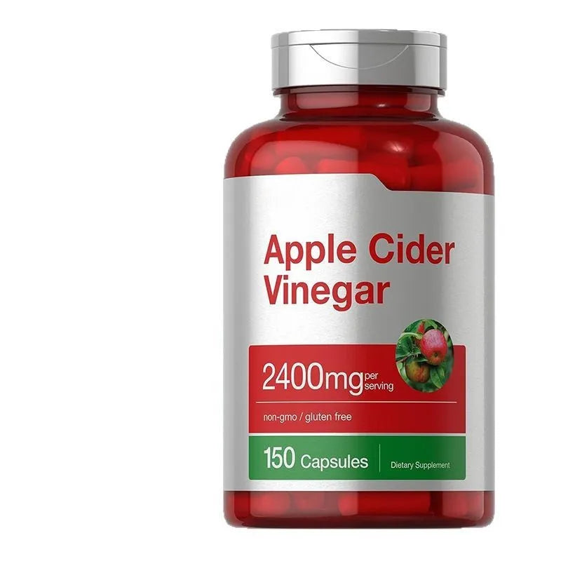 Bottle of Apple Vinegar health supplement capsules containing 150 tablets.