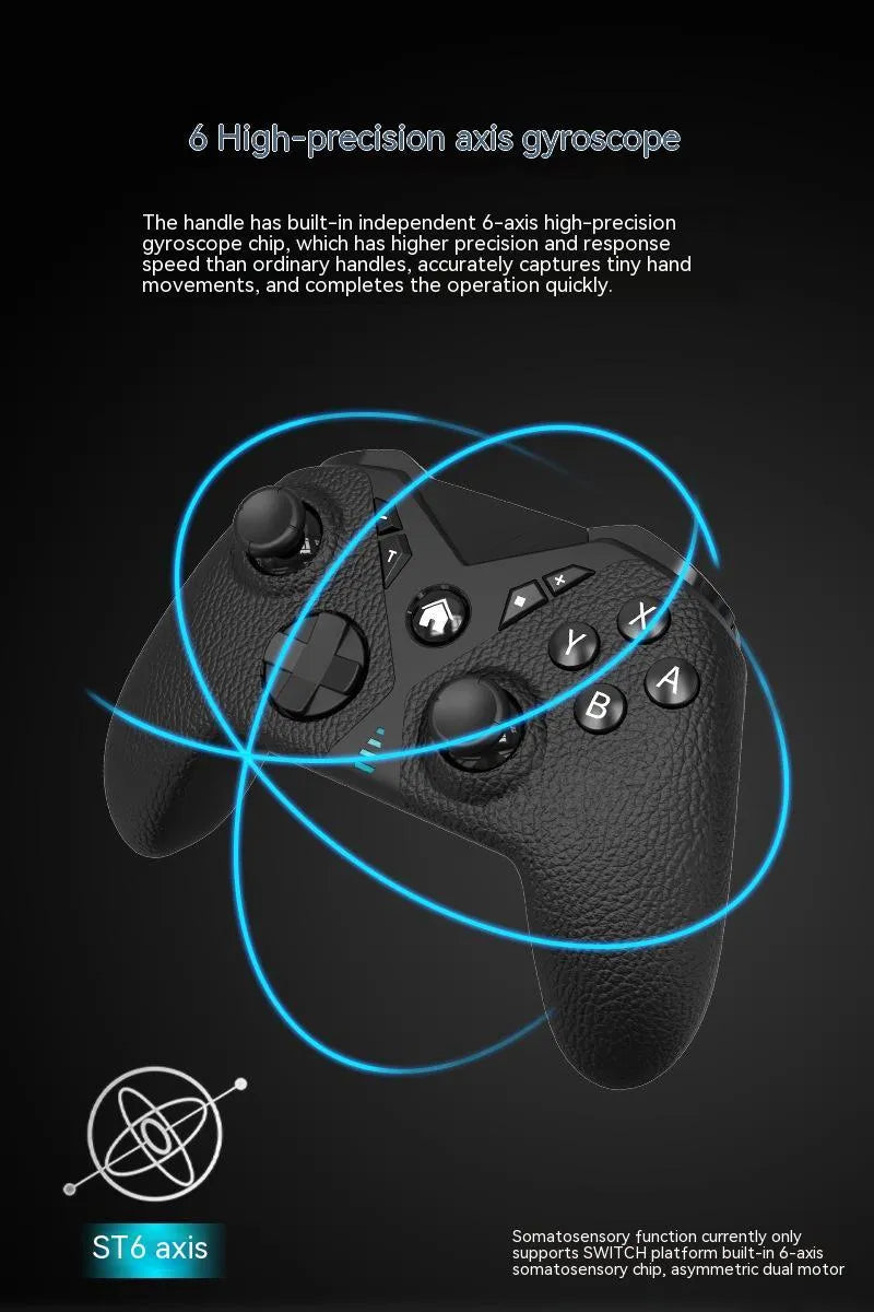 Black wireless Bluetooth game controller with leather-pattern finish for Nintendo Switch and mobile phones