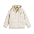 Loose fit winter cotton-padded coat with side pockets in solid colour