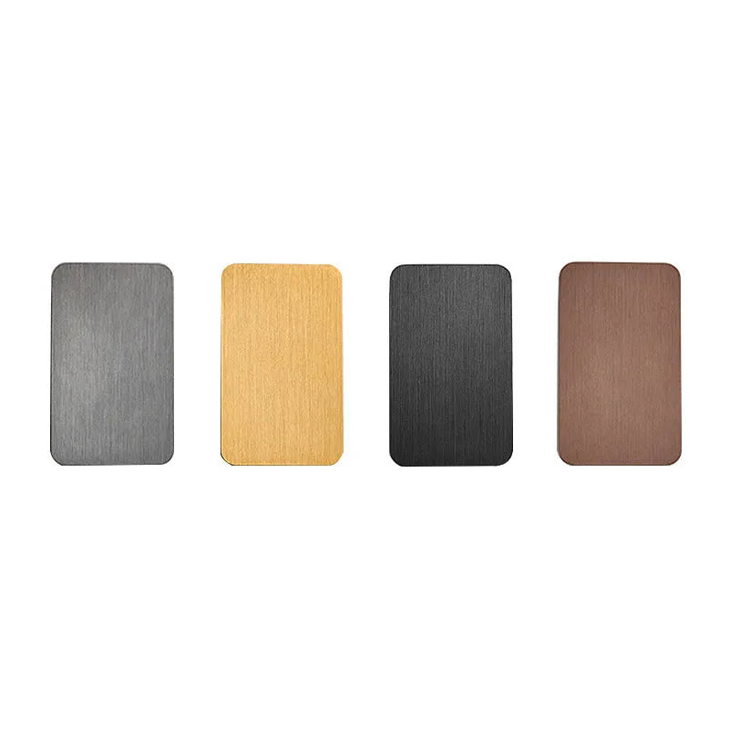 Minimalist modern wall lamp with a slim metal frame in a choice of four finishes, mounted on a wall.