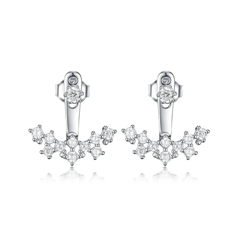 925 silver smile earrings with U-shaped geometric shape and diamond-embedded gang drill detail in four styles