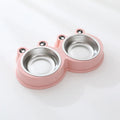 Stainless steel double compartment pet bowl set for cats and dogs in blue colour