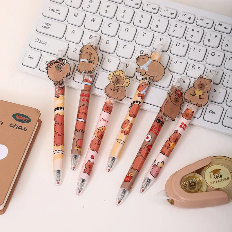 Cartoon bear design gel pen stationery set with 48 carbon black ink pens in plastic box