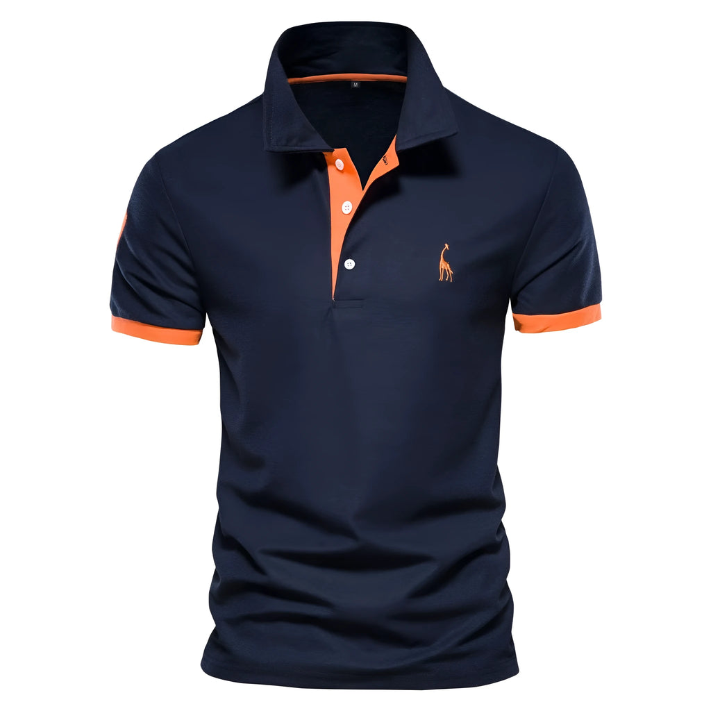 Men's slim fit embroidered deer T-shirt in cotton blend fabric.