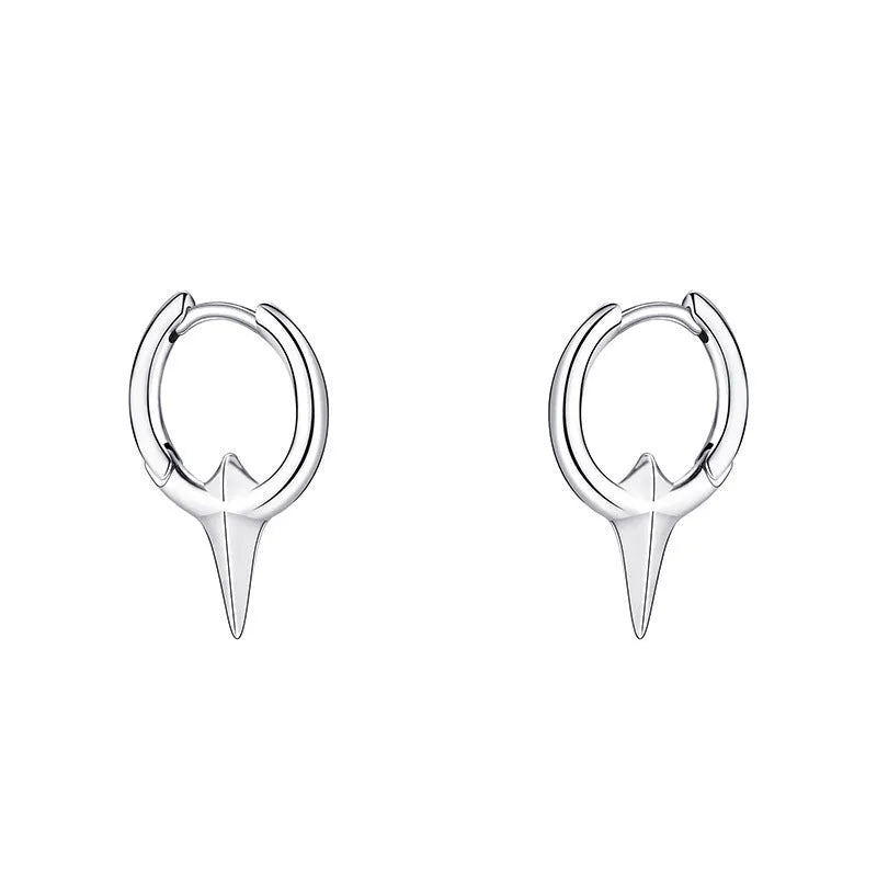 Geometric star-shaped ear clips for women with electroplated platinum finish on copper