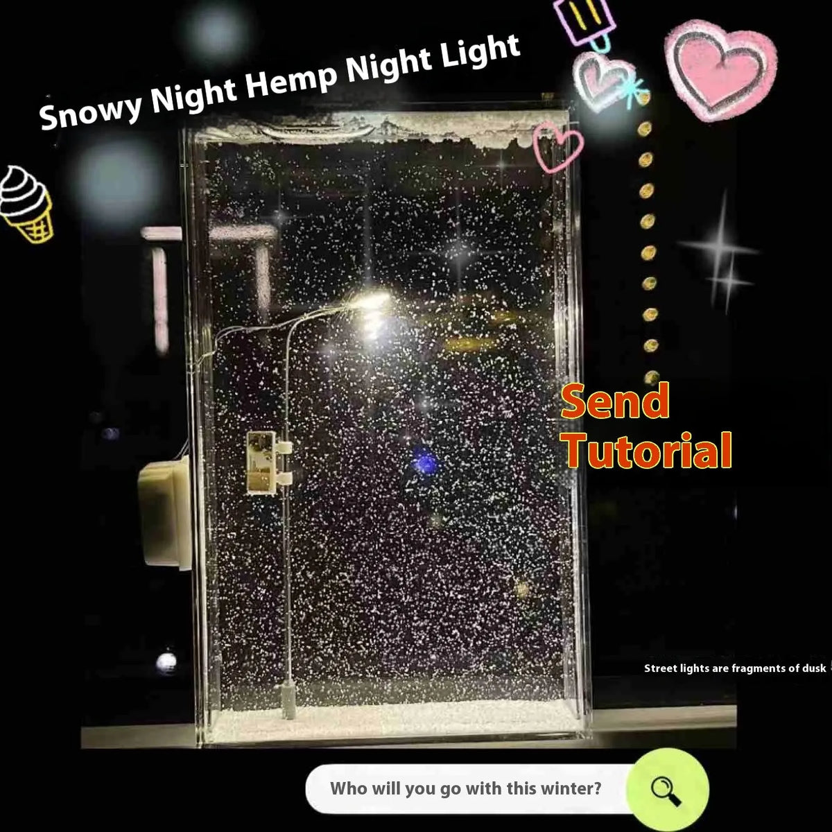 DIY magic snowy landscape night light kit with LED lights for Christmas and desktop decor.