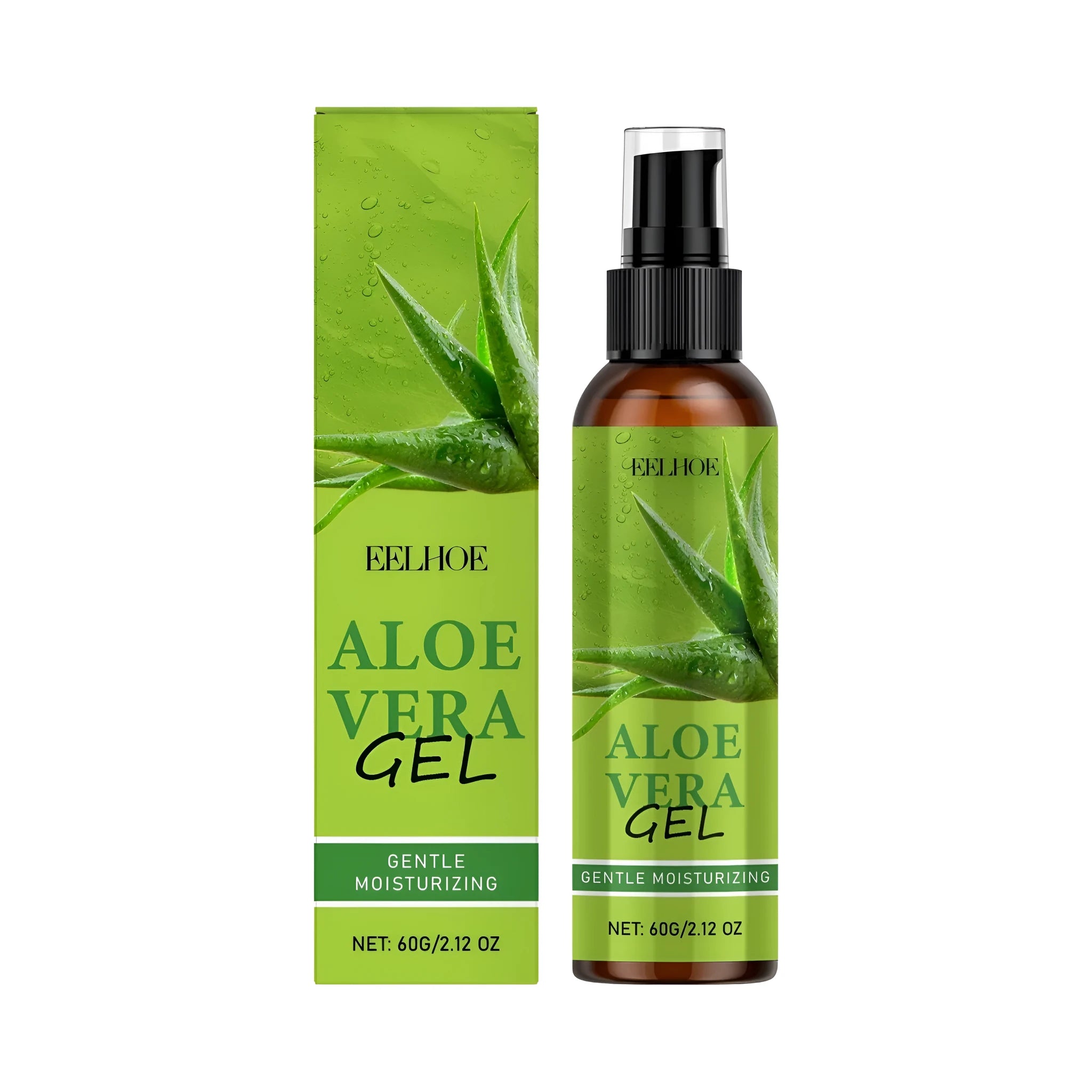 60g bottle of clear aloe vera body gel with hydrating ingredients for skin care