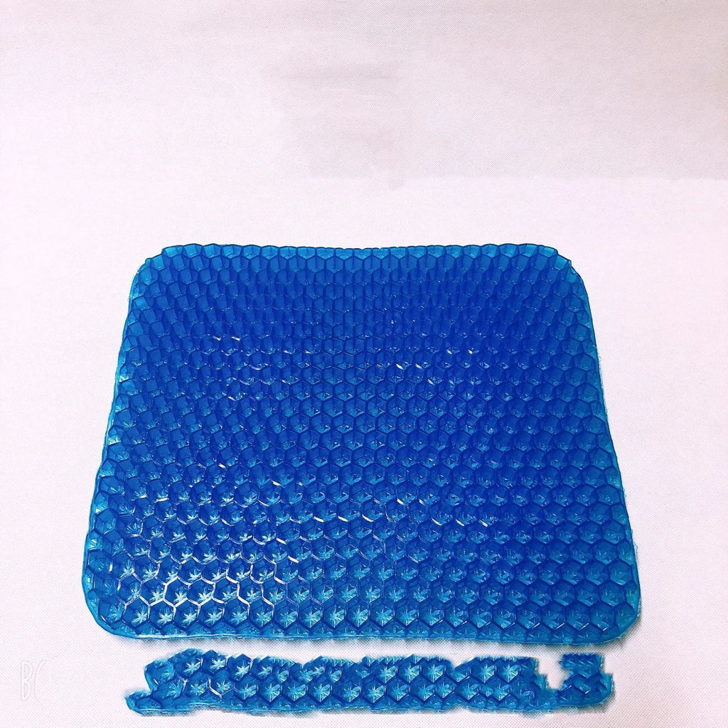Summer gel seat cushion with honeycomb cooling design and double thick construction
