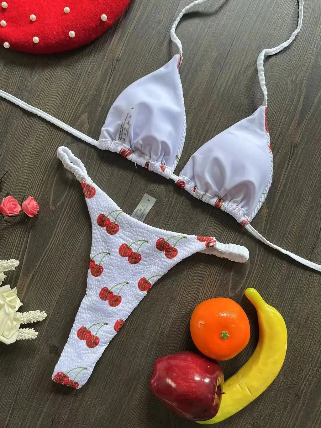 Women's printed bikini swimsuit with cotton lining in brief style for swimming sports