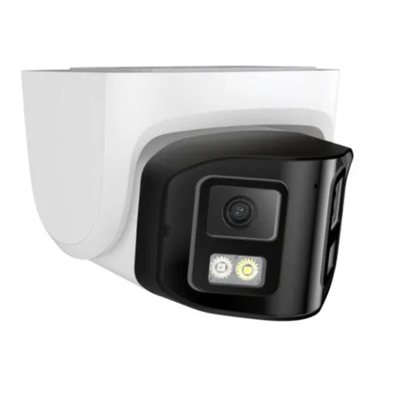 4MP dual-lens IP66 waterproof security camera with POE, dimensions 124x72x201mm.