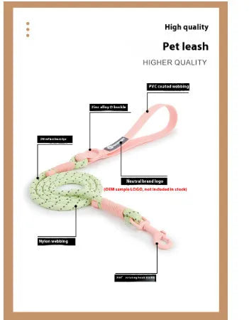 Dark Red Purple Yellow PVC dog hand holding rope leash showing 120cm length.