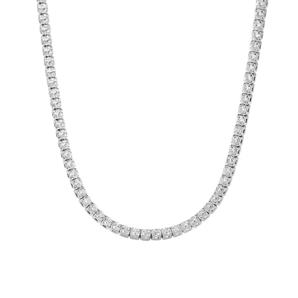 Women's sterling silver necklace with round diamond element in silver colour