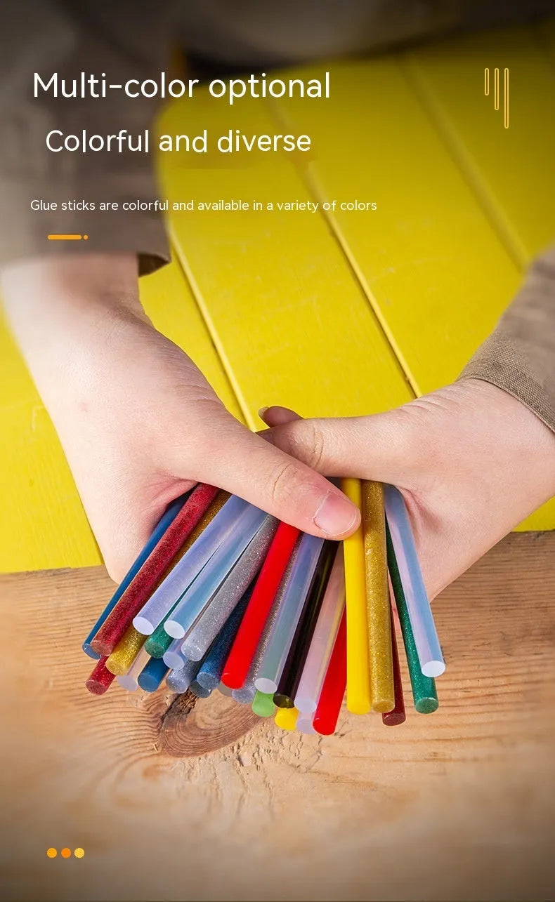 Transparent hot melt glue sticks, 7mm diameter, 55-piece set in packaging