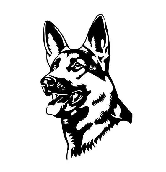Reflective bumper sticker featuring an Alsace Shepherd dog on a 13x8cm background.