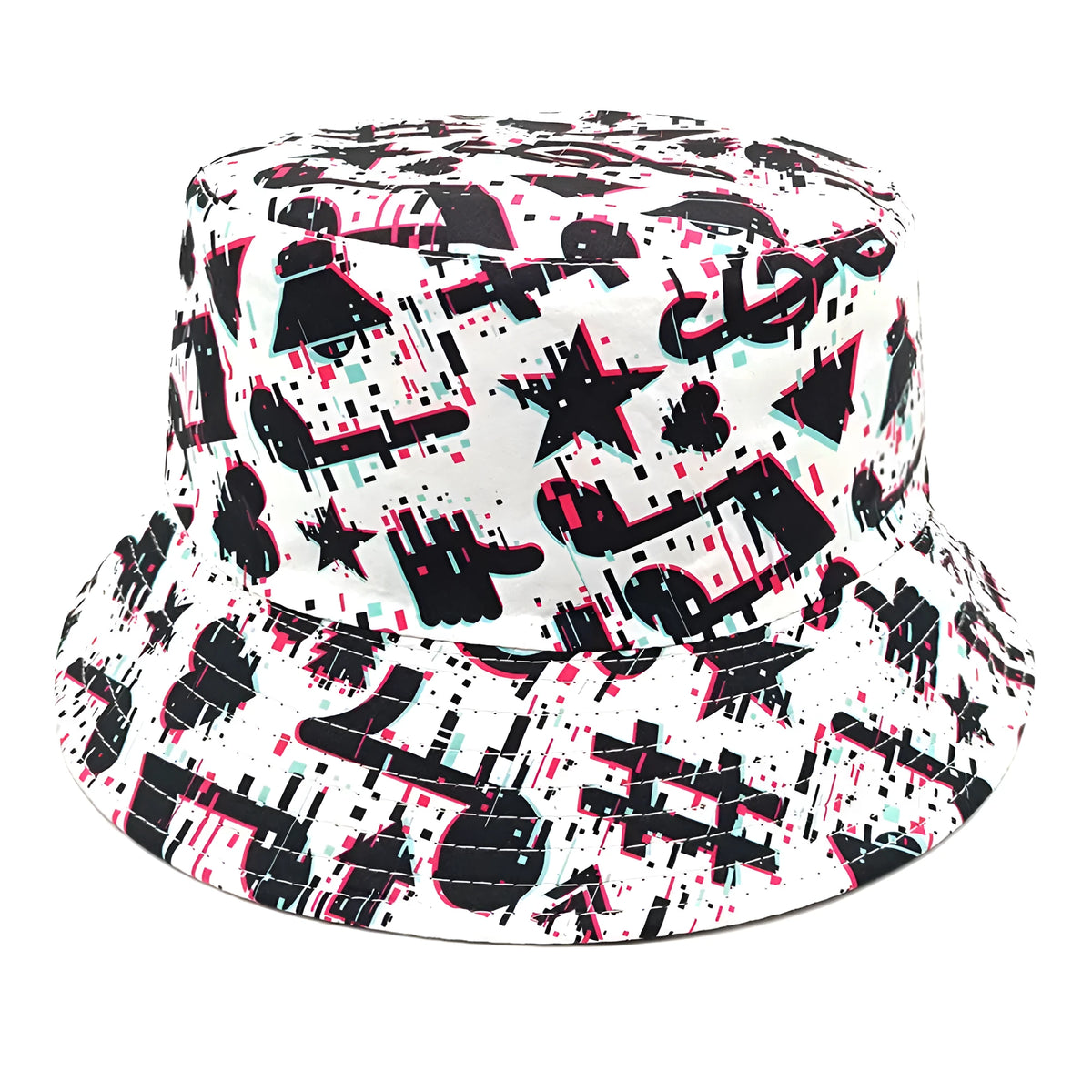 Musical note patterned bucket hat with dome crown in polyester fabric size M