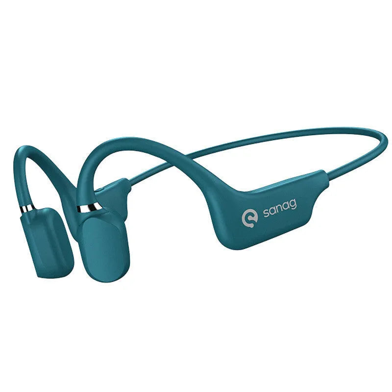 Bone conduction Bluetooth sports headset in hanging neck design, shown in one of six available colours.