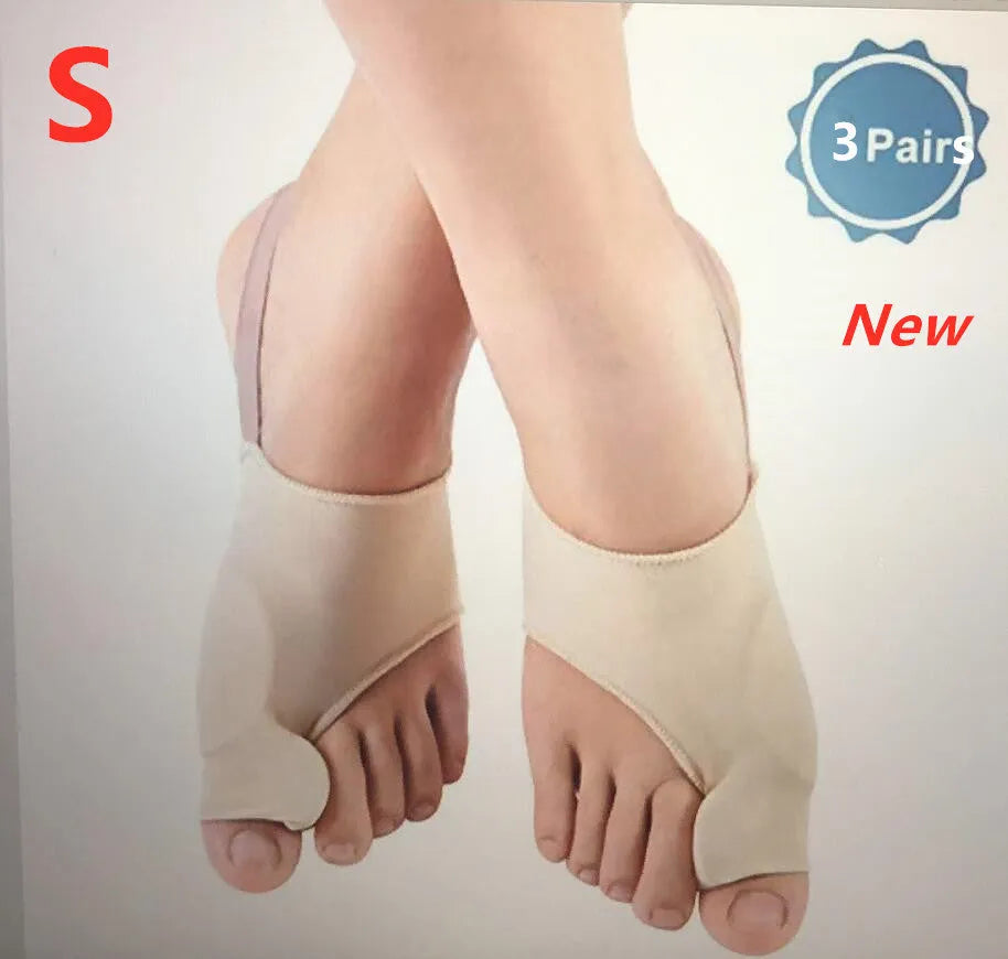 Corrective toe socks with silicone gel bunion pad and toe separator in three sizes