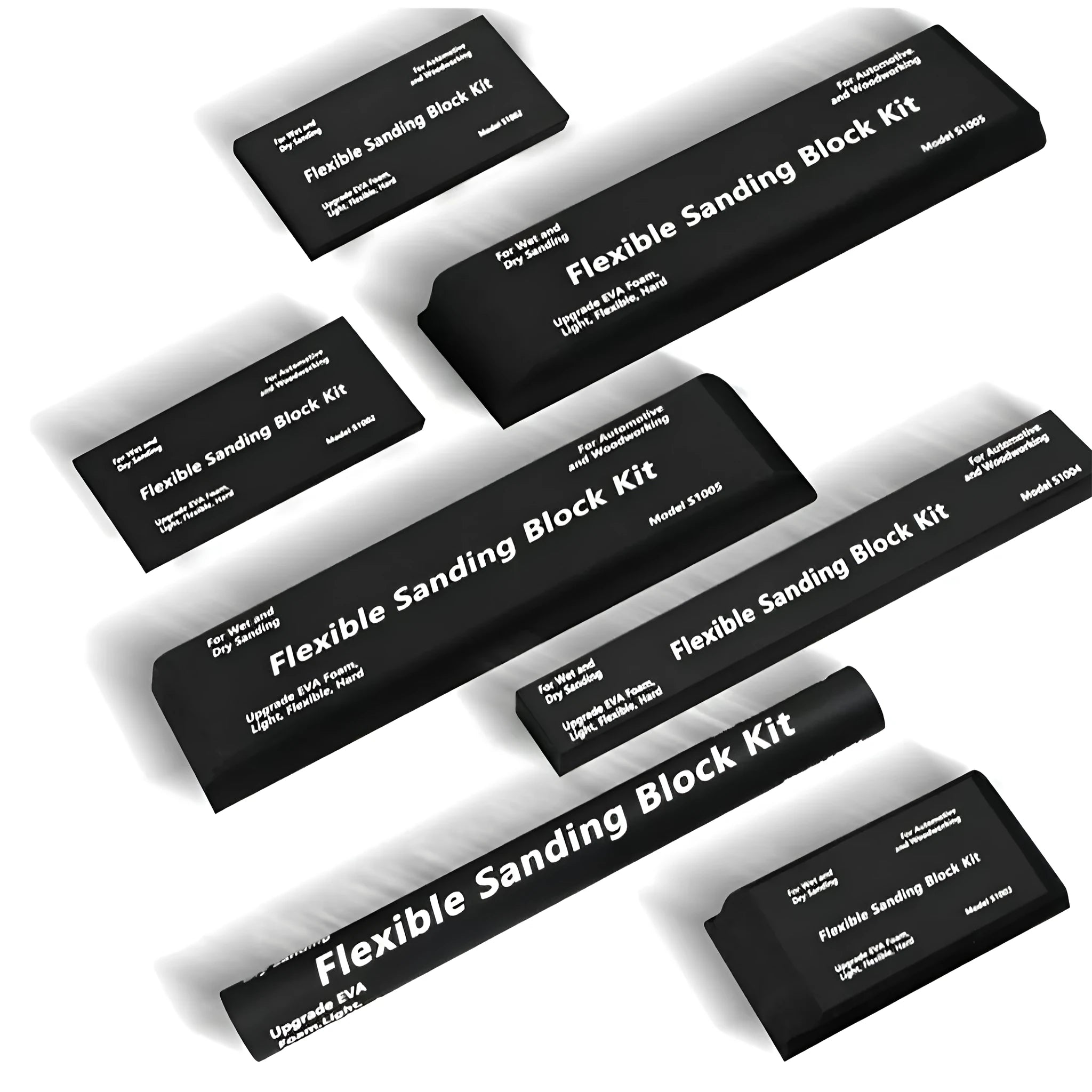 Seven black frosted EVA foam blocks for prop building and craft projects