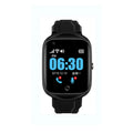 Silver intelligent phone watch for elderly with square screen and silicone strap on wrist