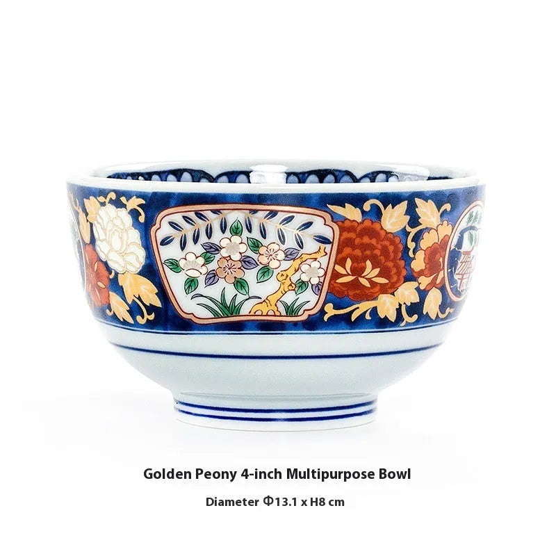 Japanese style retro ceramic 4-inch bowls with floral patterns