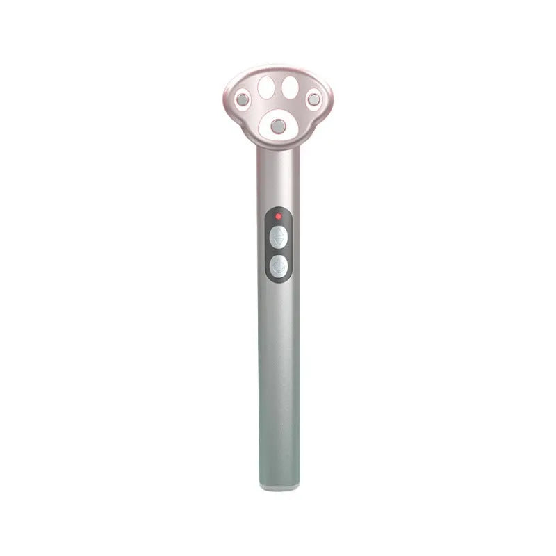 Gradient pink eye massager with micro-current vibration and colour light therapy functions