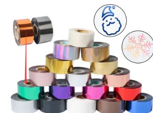 Roll of electrochemical aluminium hot foil stamping paper for leather and plastic branding.
