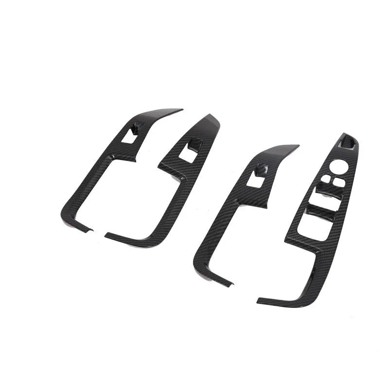 Black ABS interior trim centre console panel for 2019 BMW X5 with cup holder space.