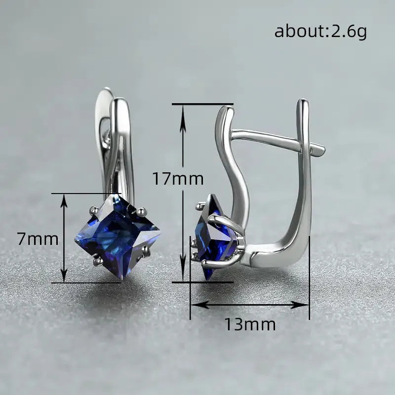 Women's copper earrings with zircon diamond design in three colour options