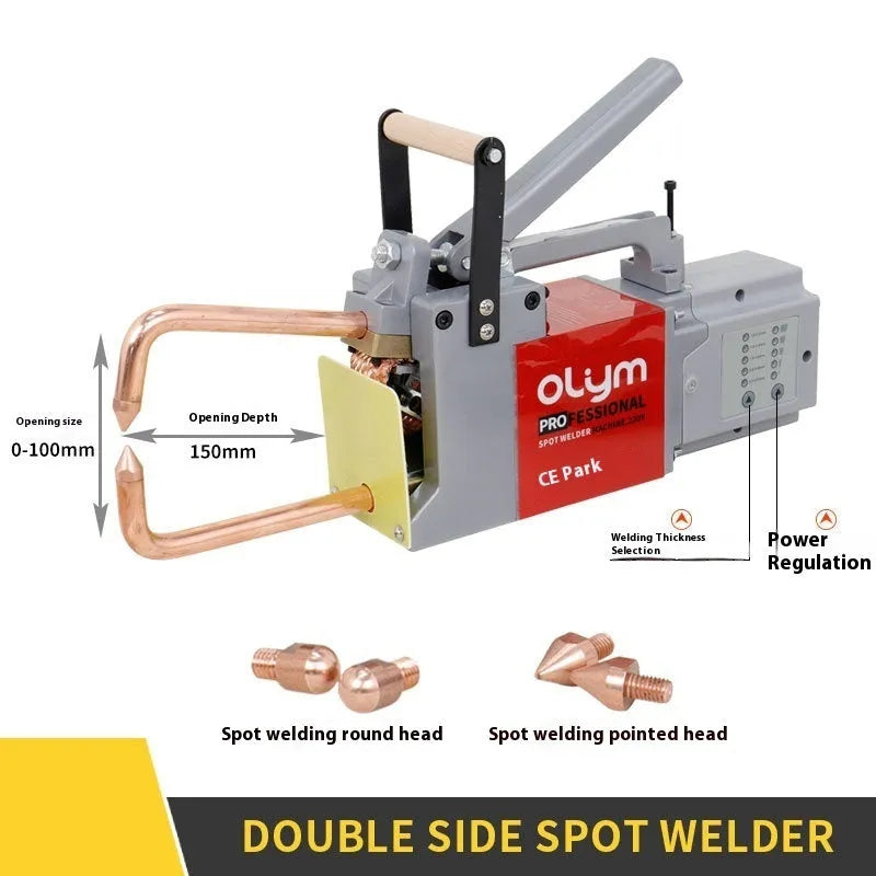 OL8000 manual spot welding machine with round and pointed welding heads