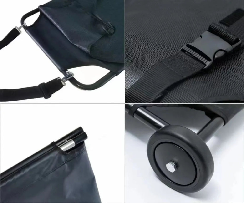 Black aluminium alloy foldable pet stretcher for large dog emergency transport