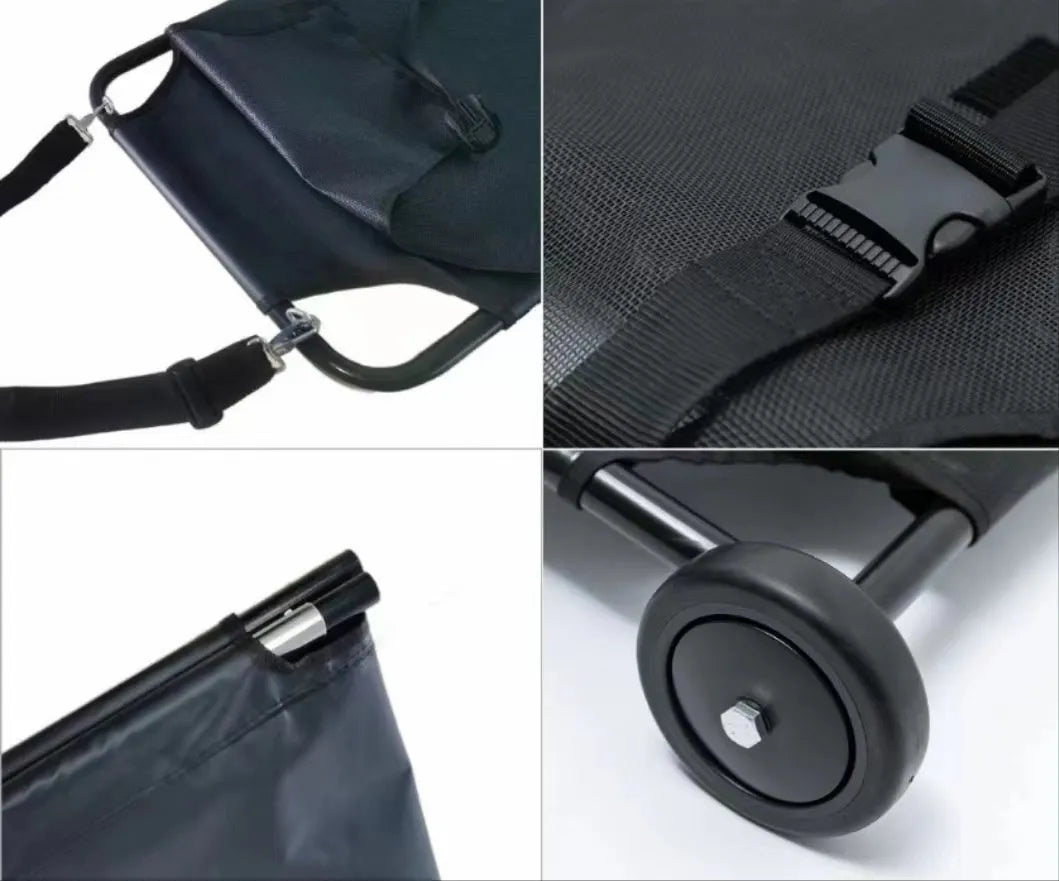 Black aluminium alloy foldable pet stretcher for large dog emergency transport